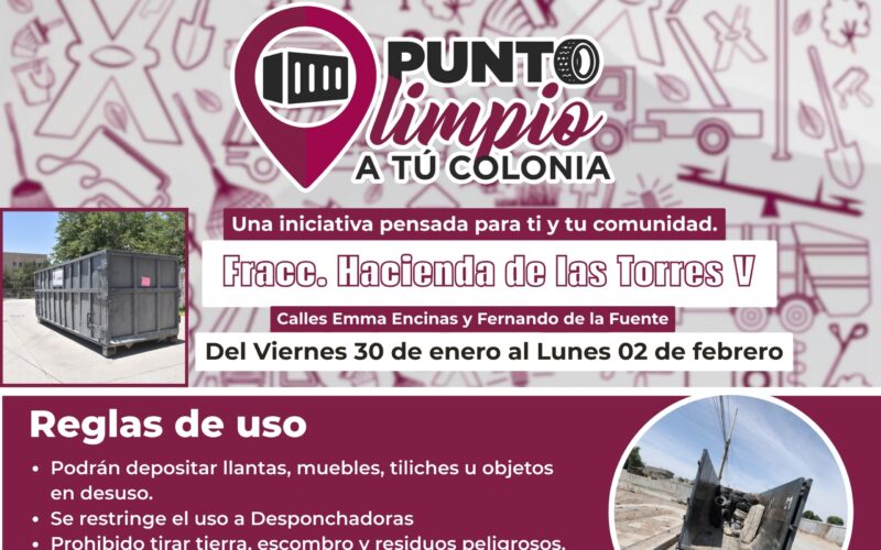 Instala Limpia contenedores del programa “Puntos Limpios a tu Colonia” en diversos sectores de la ciudad
