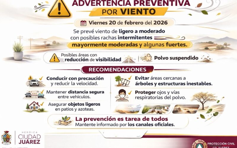 Mantienen advertencia preventiva por viento en la ciudad